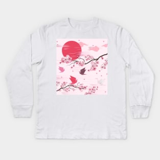 Cherry Blossoms Aesthetic Kids Long Sleeve T-Shirt